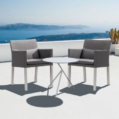 Cozy Bay Verona 2 Seater Round Bistro Set -Aluminium and Fabric - White and Grey