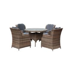 Cozy Bay Knightsbridge 4 Seater Dining Set - Round Table - Chic Walnut