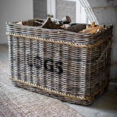 Garden Trading Rattan Log Basket with Rope - Rectangular