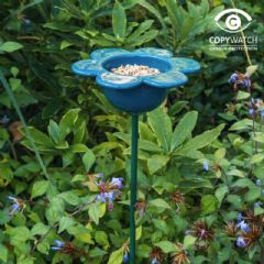 Wildlife World Ceramic Petal Feeder - Blue - 71cm high