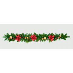 Premier Christmas Decorated Garland Red & Gold - 1.8m