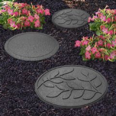 Greenfingers Recycled Rubber Leaf Stepping Stone - Slate Grey