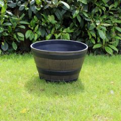 Kingfisher Wooden Barrel Effect Planter