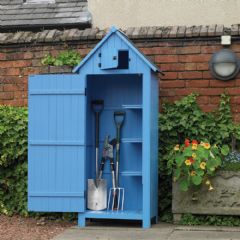 Kingfisher Blue Wooden Garden Tool Shed - W2.5ft x D1.6ft
