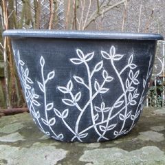Serenity Stout Planter - Black With White - 40cm