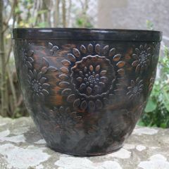 Chengdu Planter - Black with Copper - 40cm