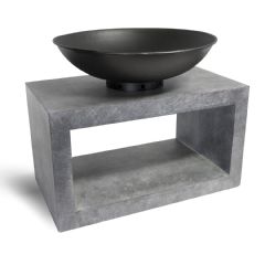 Ivyline Oval Firebowl & Rectangle Stand - Cement - 50cm