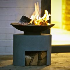 Ivyline Oval Firebowl & Oval Stand - Cement - 30cm