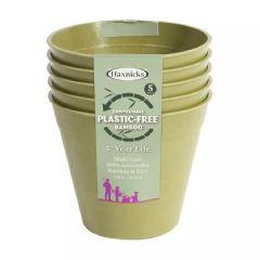 Haxnicks 6 Inch Plastic Free Bamboo Pot - Sage Green x 5