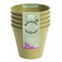 Haxnicks 5 Inch Plastic Free Bamboo Pot - Sage Green x 5