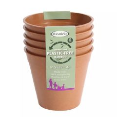 Haxnicks 5 Inch Plastic Free Bamboo Pot x 5