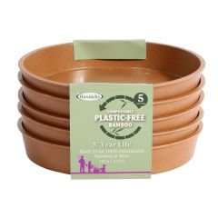 Haxnicks 6 Inch Plastic Free Bamboo Saucer - Terracotta x 5