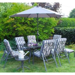 Ellister Avondale 6 Seater Dining Set - Grey Stripe