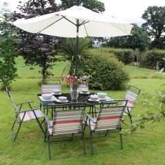 Ellister Freya 6 Seater Dining Set - Multi Stripe - 140cm Table