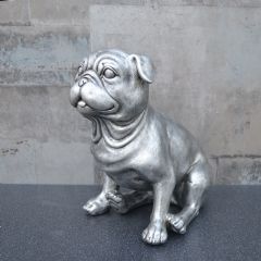 Candlelight Sitting Pug - Antique Silver