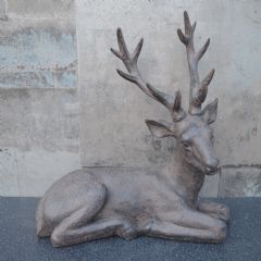 Candlelight Resin Sitting Stag - Brown - 34.5cm