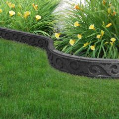 Recycled Rubber Edging Flexi Curve Scroll - Grey - H9cm