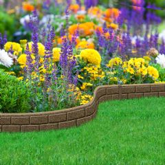 1.22m Recycled Rubber Edging Ultra Curve Bricks - Earth - H9cm