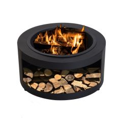 Terra Metal Fire Pit with Log Store - D57cm