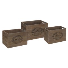Ellister Wooden Crate Set - Brown - 3pcs