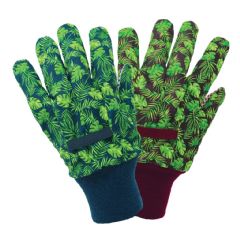Briers April Raven Tropical Forrest Cotton Grip Gloves - 2pack - M