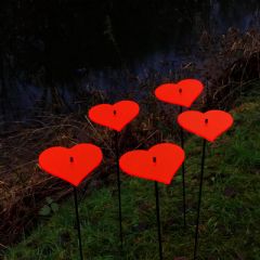 SunCatcher Heart Garden Stake Set - Red - 15cm