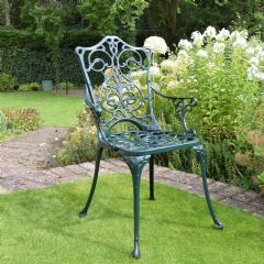Ellister Stamford Ornate Armchair - Dark Green