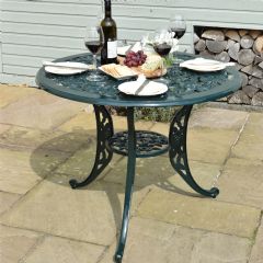 Ellister Stamford Ornate 90cm Dining Table - Dark Green