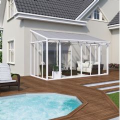 Palram SanRemo Conservatory - White - W10ft x D14ft - Polycarbonate Roof/Acrylic Glazing