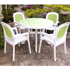 Europa Leisure Nardi Beta 4 Seater Dining Set - White and Lime