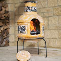 La Hacienda Circles with Grill Clay Chiminea Small - 75cm