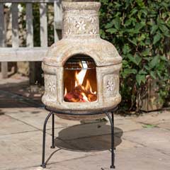 La Hacienda Star Flower with Grill Clay Chiminea Small - 75cm