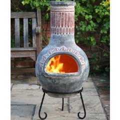 Gardeco Clay Chiminea Plumas Design Large - 110cm