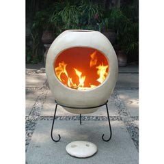 Gardeco Ellipse Clay Chiminea Beige - 90cm