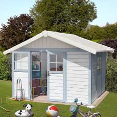 Grosfillex Garden Deco Shed - Light Blue / White - W12ft x D8ft