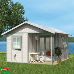 Grosfillex Garden Deco Chalet - Pale Green and White - W15ft x D18ft