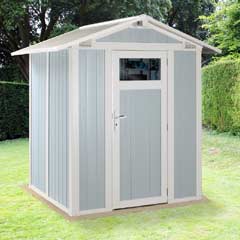 Grosfillex Garden Utility Shed - Pale Blue and White - W8ft x D6ft