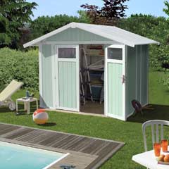 Grosfillex Garden Utility Shed - Pale Green and White - W10ft x D8ft