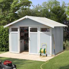 Grosfillex Garden Utility Shed - Pale Blue and White - W12ft x D10ft