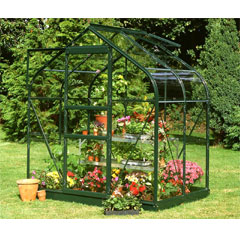 Halls Supreme Green Frame Greenhouses - Long Pane Toughened Glass