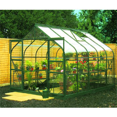 Halls Supreme Green Frame Double Door Greenhouses - Long Pane Toughened Glass