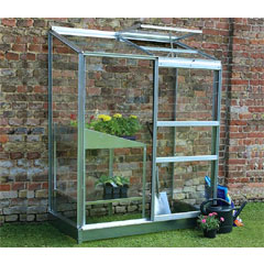 Halls Lean-To Greenhouse - Aluminium - W4ft x D2ft - Horticultural Glass