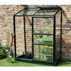 Halls Lean-To Greenhouse - Green - W4ft x D2ft - Horticultural Glass