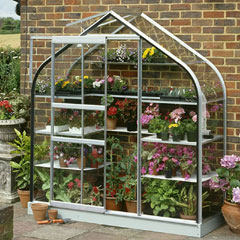Halls Supreme Lean-To Greenhouse - Aluminium - W6ft x D2ft - Long Pane Toughened Glass