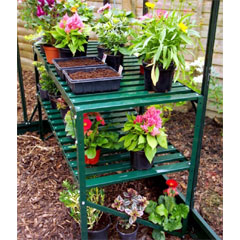 Halls 2 Tier Greenhouse Staging - Green - W4ft x D2ft