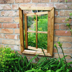 Parallax Stained Oak Garden Mirror