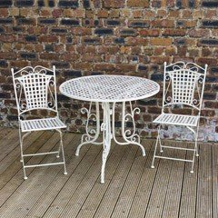 Ellister Mercia 2 Seater Bistro Set - Antique Cream - 90cm Table