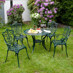 Ellister Stamford Ornate 4 Seater Dining Set - Dark Green