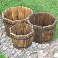 Greenfingers Fir Octagonal Planters - Set of 3