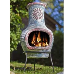 La Hacienda Sea Blue & Red Swirl Clay Chiminea Small - 68cm
